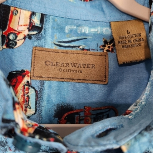 Clearwater Outfitters Route 66 Corvette Blue Button Down Shirt Size Medium - Picture 6 of 7